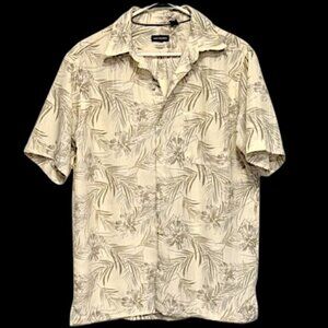 (M) VAN HEUSEN PALM PRINT BUTTON DOWN HAWAIIAN SHIRT